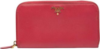 Prada Pink Leather Long Wallet (Bi-Fold) (Pre-Owned)