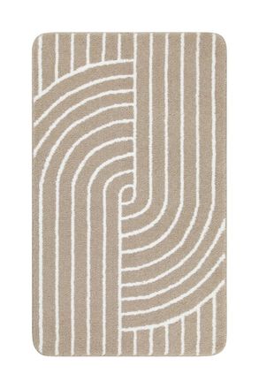 Wecon Home Alfombra de ba&ntilde;o beige y blanca 70x120
