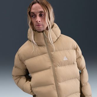 Nike Mens Nike ACG Lunar Lake PrimaLoft Therma-FIT ADV Loose Hooded Jacket in Brown | FV8909-297