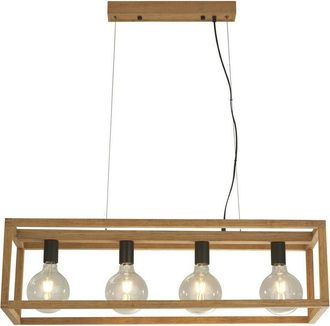 Searchlight Searchlight Square Woven Bamboo Wood 4 Light Pendant