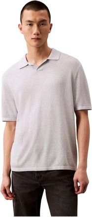Calvin Klein Modern Pique Polo - Heren - V-hals truien - Grijs - XS - Linnen - Truien & Vesten