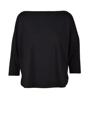 Wild Cashmere Black Crewneck Cotton-Blend T-Shirt