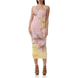 AFRM Indina Floral Mesh Body-Con Maxi Dress in Coral Bloom at Nordstrom Rack, Size X-Small