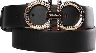 Ferragamo Hammered Leather Belt With Gancini Buckle