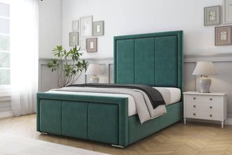 Comfort Beds Savoy Plush Bed Frame - 50 Upholstered Headboard in Emerald | Size: Single