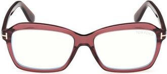 Tom Ford 54mm Rectangular Optical Glasses in Shiny Transparent Wine at Nordstrom