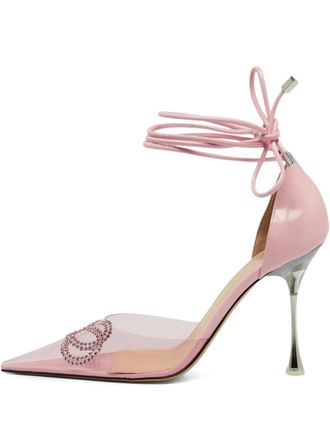 Mach & Mach pink bow leather heels 10cm - women - Calf Leather/PVC/PVC/Calf Leather - 39.5 - White