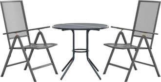 vidaXL Reclining Garden Chair Set 3 pcs Anthracite Powder-coated Steel Vidaxl