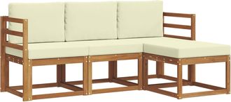 vidaXL Conjunto De Sof&aacute;s De Exterior 4 Uds. Natural Y Crema Vidaxl