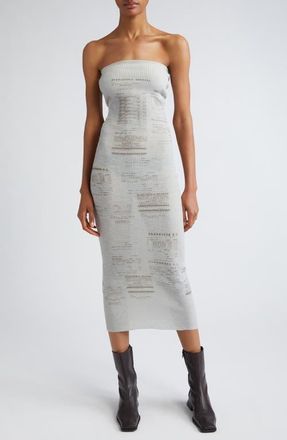 Paloma Wool Mercat Receipt Print Rib Merino Wool Blend Tube Sweater Dress in Greyish Blue at Nordstrom, Size X-Small