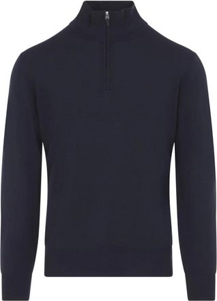 Canali Mk 01149 Su&eacute;ter de Cuello Alto con Media Cremallera - Knitwear - Hombre - Azul - 2XL