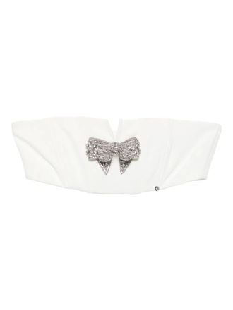 Nissa bow-embellished crop top - women - Polyester/Polyester/Spandex/Elastane/Spandex/Elastane - 38 - White