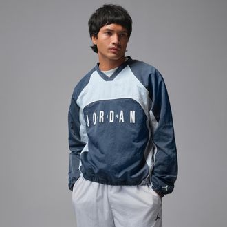 Nike Jordan Mens Jordan Flight Long-Sleeve Warm-Up Top in Blue | IF1835-464