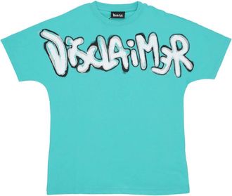 Disclaimer Logo Crop Tee Mint Korte Mouw - Dames - T-shirts - Blauw - S - Katoen - Tops