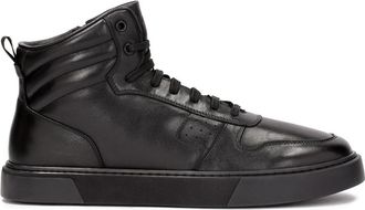 Kazar Zwarte herensneakers met perforaties - Heren - Sneakers - Zwart - 43 EU - Leer - Schoenen