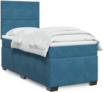 vidaXL Cama Box Spring Con Colch&oacute;n Terciopelo Azul 90x190 Cm Vidaxl