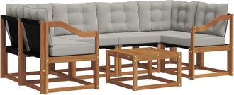 vidaXL Conjunto De Sof&aacute;s De Exterior 7 Uds. Gris Natural Y Claro Vidaxl