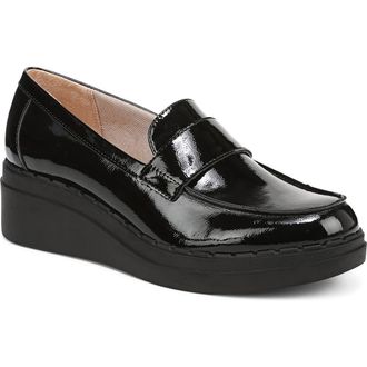 Life Stride Dolce Platform Wedge Loafer in Black Patent at Nordstrom, Size 8.5