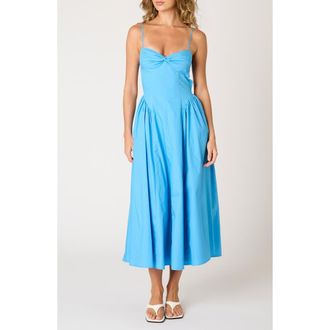 Nia Destene Back Cutout Fit & Flare Maxi Dress in Capri Blue at Nordstrom, Size Large