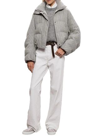 Brunello Cucinelli Pinstriped Padded Jacket - Gray