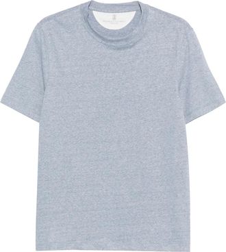 Brunello Cucinelli Katoenen T-shirt met rechte zoom - Blauw
