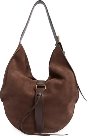Dolce Vita Oakley Large Suede Hobo Bag in Chocolate at Nordstrom Rack