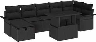 vidaXL Conjunto De Sof&aacute; De Jard&iacute;n Con Coj&iacute;n 8 Pcs Negro Polirat&aacute;n Vidaxl