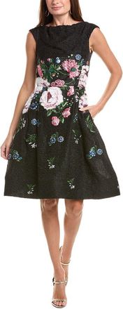 Oscar De La Renta Oscar De La Renta Botanical Jacquard Silk-Lined Cocktail Dress