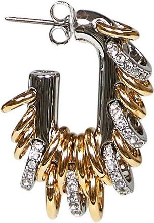 Paco Rabanne Womens Earrings Punk Xl Link Silver-Gold Multicolour Brass