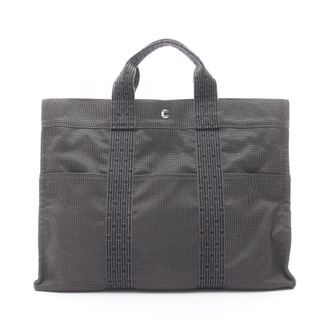 Herm&egrave;s Gray Nylon Canvas Tote Bag (Pre-Owned)