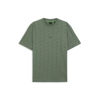 BOSS Cotton T-shirt with jacquard pattern