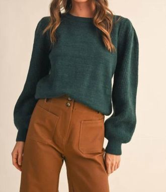 Merci Zoey Ribbed Sweater In Green