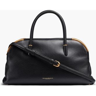 DKNY Satin Leather Satchel in Black/gold at Nordstrom
