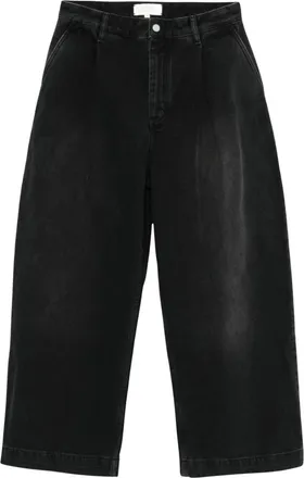 STUDIO NICHOLSON Jeans, Heren, Zwart, S, Katoen, Puch Wide-leg Jeans