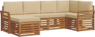 vidaXL Conjunto De Sof&aacute;s De Exterior 6 Uds. Natural Y Beige Poli&eacute;ster Vidaxl