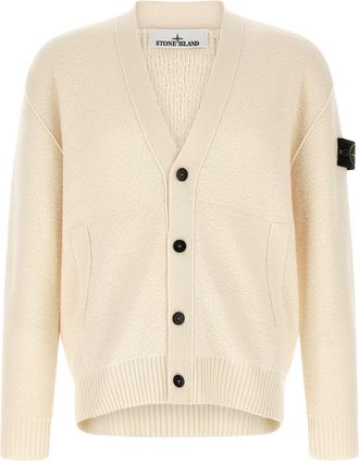 Stone Island Off White V Neck Cardigan