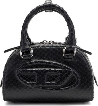 Diesel Textured Black Dome Crossbody Bag with Zipper Closure