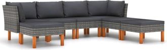 vidaXL Set De Muebles De Jard&iacute;n 7 Pzas Y Cojines Rat&aacute;n Sint&eacute;tico Gris Vidaxl