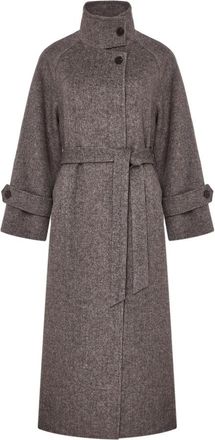 Cesare Gaspari Highland Mist Coat - Dames - Jas met riem - Grijs - M - Wol - Jassen