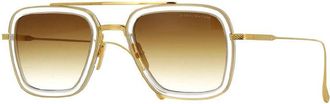 Dita Eyewear Sunglasses Aviator Full Rim, Crystal Yellow Gold Frame And Brown Gradient Lens