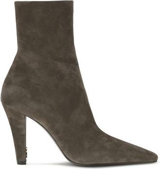 Saint Laurent Gray Calf Leather Bos Taurus Ankle Womens Boots