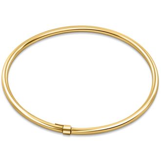 Pompeii3 18K Gold Plated Silver Polished 3mm Slip-On Bangle Bracelet Lightweight