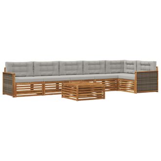 vidaXL Conjunto De Sof&aacute;s De Exterior 7 Pcs Natural Y Gris Claro Vidaxl