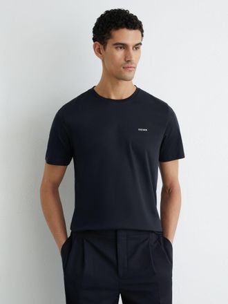Reiss Navy Cotton Logo Crew-neck T-shirt, Xxl