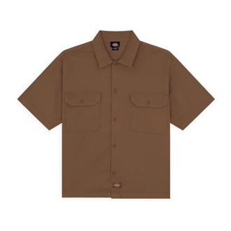 Dickies 247 GD Werkshirt - Heren - Korte mouwen Overhemden - Bruin - S - Katoen - Overhemden