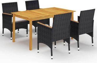 vidaXL Juego De Comedor De Jard&iacute;n De 5 Piezas Negro Vidaxl