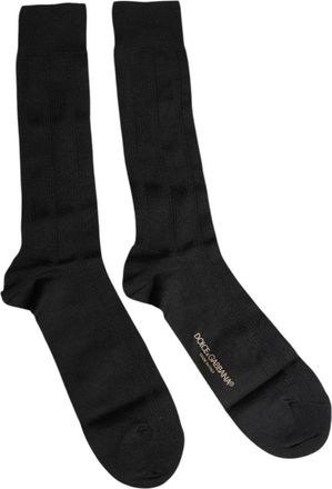 Dolce & Gabbana Ondergoed, unisex, Zwart, ONE Size, Zwarte Logo Mid Calf Heren Sokken