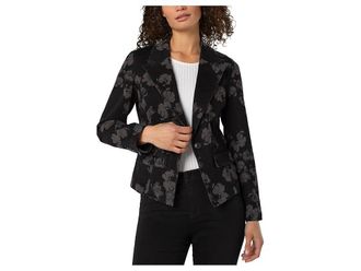 Liverpool L.A. Notch Collar One Button Blazer Womens Jacket All Over Floral : SM, Cotton/Lycra/Polyester