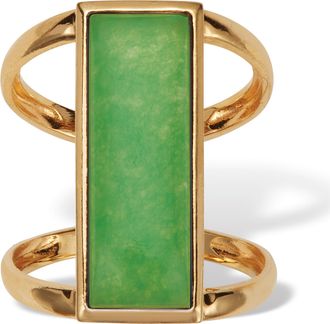 Palm Beach Jewelry Genuine Jade Gold-Plated Sterling Silver Ring