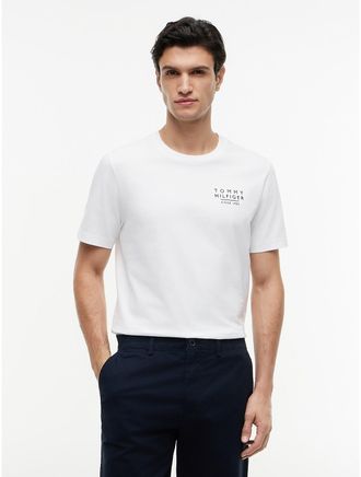 Tommy Hilfiger Mens Wavy Flag Back Logo T-Shirt - White - L